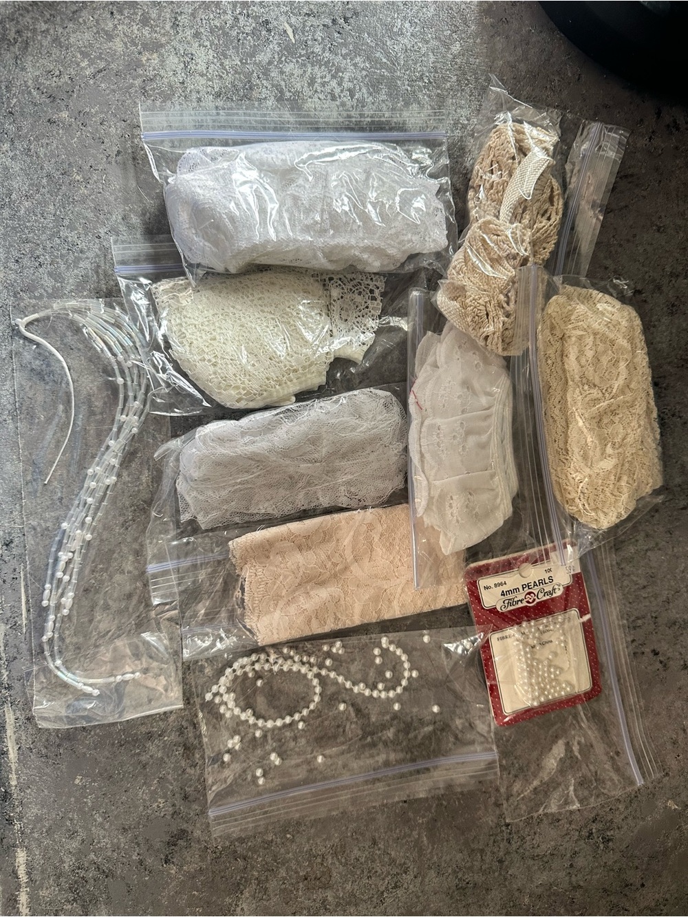 Ephemera Mixed Lace and Pearl Trim Pack - Neutral Ivory, Cream, Beige